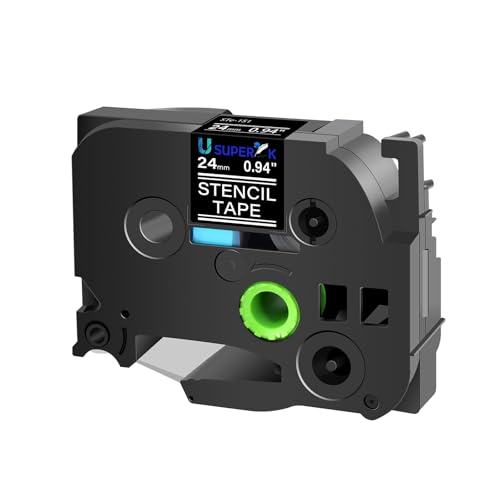 SuperInk 1 Packung kompatibel mit Brother P-Touch STE Etikettenband STe-151 ST-151 STe151 ST151 Schwarz auf transparentem Mobile Schablonenband für Ptouch Drucker PT-P900W PT-E500 PT-D600 (24 mmx3 m) von SuperInk