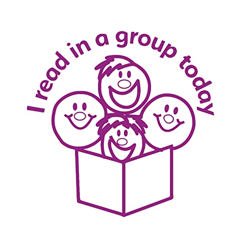 SuperStickers Stempel mit Aufschrift "I Read in A Group Today" – SuperStickers Smiley-Gesichter für Lehrer – violette Tinte von SuperStickers