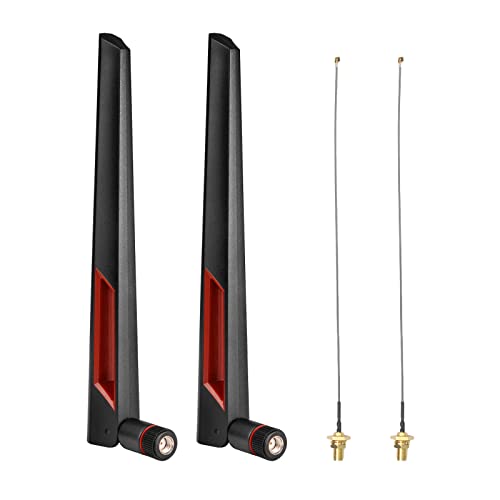 SUPERBAT 8dBi WLAN Antenne 2.4GHz 5GHz 5.8GHz Dualband RPSMA Antenne mit 15CM U.fl/IPEX auf RP-SMA Verlängerungskabel für Mini PCIe Karte Wireless Router, PC Desktop, Repeater, FPV UAV Drone (2-Stück) von Superbat