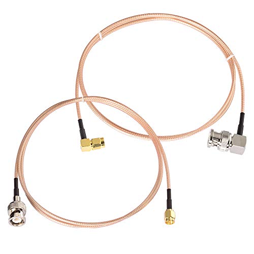 SUPERBAT SMA-auf-BNC-Kabel, SMA-Stecker auf BNC-Stecker, Kabel mit rechtwinkligem BNC-Stecker auf SMA-Stecker, RG316-Überbrückungskabel (0,9 m, 2 Stück) für UKW/UHF-Radios, SDRs und von Superbat