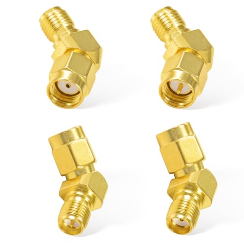 Superbat 4 Stk SMA auf RP-SMA 45°Grad Adapter Kit, FPV Drohnenbrille Antennenadapter Set für FPV Antenne Rennen/Quadcopter Fatshark Goggles WiFi Antenne Verlängerungskabel von Superbat