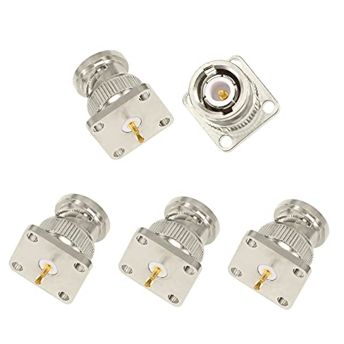 Superbat BNC-Stecker, BNC-Stecker, 4-Loch-Flansch-Montageplatte mit Lötbecher, gerader RF-Koaxial-Stecker, 5 Stück von Superbat