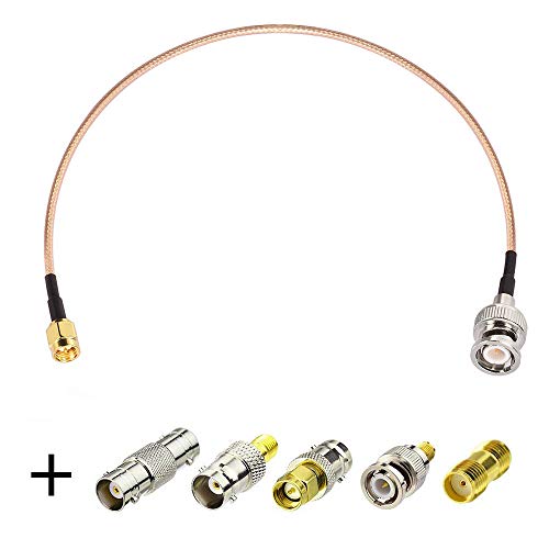 Superbat Kabel SMA Stecker auf BNC Stecker 50cm + 5 Stück RF Koax Adapter Kit SMA auf BNC Kabel SMA BNC Adapterkabel Kit für RF Anwendungen/Antennen/Wireless LAN Geräte/WiFi Radios Externe Antenne von Superbat