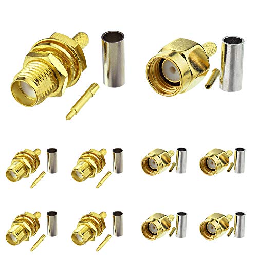 Superbat RPSMA Crimp Connectors Kit RP-SMA Stecker Stecker Stecker Befestigung für RG174 RG316 RG188 RG188 RG188A LMR100 Koaxialkabel 10-Pack von Superbat