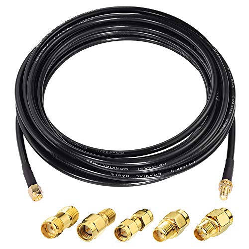 Superbat SMA Kabel SMA Stecker auf SMA Buchse kabel 300cm+ 5 Stück Adapter Kit, SMA Kabel + SMA auf SMA/RPSMA Adapter Kit für Router/Antenne/Signalverstärker/WLAN-Adapter usw. von Superbat