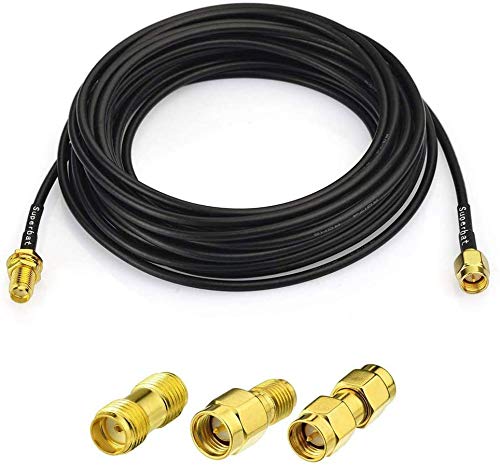 Superbat SMA Koaxial Verlängerung SMA Stecker auf SMA Buchse Bulkhead RG174 300cm Kabel + 3 Stück RF Koaxial SMA Adapter Kit für SDR Geräteantenne Amateurfunk, 3G 4G LTE Antenne, ADS-B, GPS usw. von Superbat