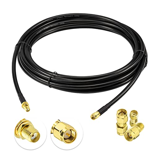 Superbat SMA Male zu SMA Female Bulkhead RF Koaxialkabel RG8X Kabel 15ft + 3pcs RF Koax SMA Adapter Kit für SDR Antenne Ham Radio, 3G 4G LTE Antenne, ADS-B, GPS etc. von Superbat