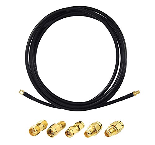 Superbat SMA Stecker auf SMA Buchse Koaxialkabel 200cm + 5 Stück Adapter Kit, SMA Kabel + SMA auf SMA/RPSMA Adapter Kit für Router/Antenne/Signalverstärker/WLAN Adapter usw. von Superbat