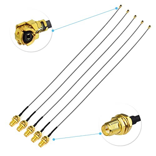 Superbat U.FL auf RP-SMA Pigtail Kabel RP SMA Buchse auf IPX/UFL/IPEX Kabel für Wireless Router Mini PCIe Karten Netzwerk PCI WiFi Repeater Extension Bulkhead Pigtail Kabel 5er Pack von Superbat