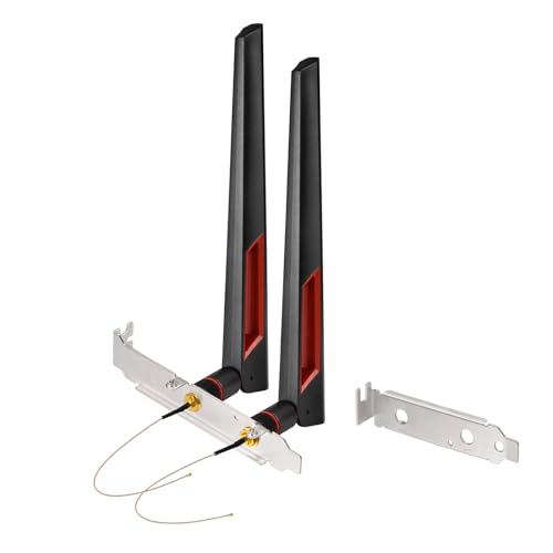 Superbat 8dBi WLAN Antenne RP-SMA Dualband 2.4Ghz 5.8Ghz + 20cm U.FL IPX IPEX zu RPSMA Buchse Kabel + Rear Slot Cover Halterung für Computer Kompatibel mit WLAN Router Wireless Mini PCI PCIE (2 STK) von Superbat
