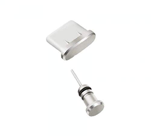 Aluminium Staubschutz Stöpsel Kappen Set für Samsung Galaxy A52s 5G Handy für USB und Kopfhöreranschluss in Silber von Supercase24