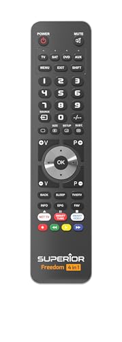 Superior Electronics Freedom 1in1 USB-C, universelle programmierbare Fernbedienung für ein Gerät, kompatibel mit TVs, Smart TVs, Set-Top-Boxen, DVDs, Projektoren, Soundbars - Schwarz, SUPTUB001 von Superior Electronics