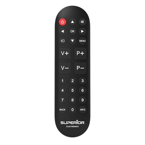 Superior Ready 5 - Universal-Fernbedienung für alle Fernseher und Smart TVs - Sofort einsatzbereit für LG, Samsung, Sony, Panasonic, Philips - Große und einfach zu bedienende Tasten - Schwarz von Superior Electronics