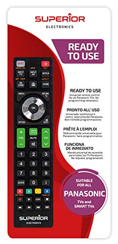 Superior PANASONIC Replacement – Universelle Ersatzfernbedienung, kompatibel mit Allen Fernsehern und SMART-TVs der Marke PANASONIC – Sofort einsatzbereit – SUPTRB011 Superior PANASONIC Replacement – Universelle Ersatzfernbedienung, kompatibel mit Allen Fernsehern und SMART-TVs der Marke PANASONIC – Sofort einsatzbereit – SUPTRB011 von Superior Electronics