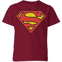 Official Superman Crackle Logo Kids' T-Shirt - Burgundy - 7-8 Jahre von Superman