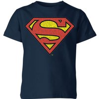 Official Superman Crackle Logo Kids' T-Shirt - Navy - 7-8 Jahre von Superman
