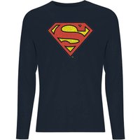 Official Superman Crackle Logo Men's Long Sleeve T-Shirt - Navy - L von Superman