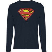 Official Superman Crackle Logo Men's Long Sleeve T-Shirt - Navy - M von Superman