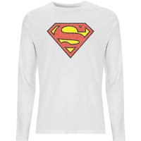Official Superman Crackle Logo Men's Long Sleeve T-Shirt - White - XL von Superman