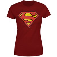 Official Superman Crackle Logo Women's T-Shirt - Burgundy - L von Superman