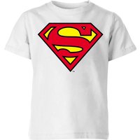 Official Superman Shield Kids' T-Shirt - White - 5-6 Jahre von Superman