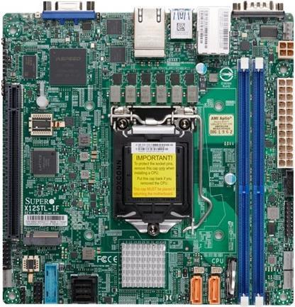 Super Micro SUPERMICRO X12STL-IF - Motherboard - Mini-ITX - LGA1200-Sockel - C252 Chipsatz - USB 3,2 Gen 1 - 2 x Gigabit LAN - Onboard-Grafik (MBD-X12STL-IF-O) von Supermicro