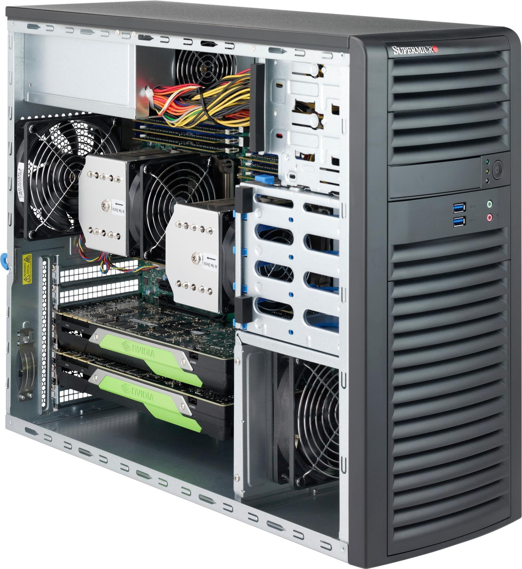 Super Micro Supermicro SC732 D3-1K26B - MDT - Erweitertes ATX 1200 Watt (PS/2) - Schwarz - USB/Audio (CSE-732D3-1K26B) von Supermicro