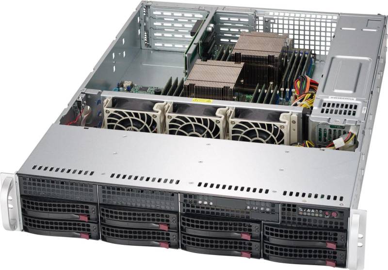 Super Micro Supermicro SC825 TQC-R802WB - Rack-Montage - 2U - verbessertes, erweitertes ATX - SATA/SAS - Hot-Swap 800 Watt - Schwarz (CSE-825TQC-R802WB) von Supermicro