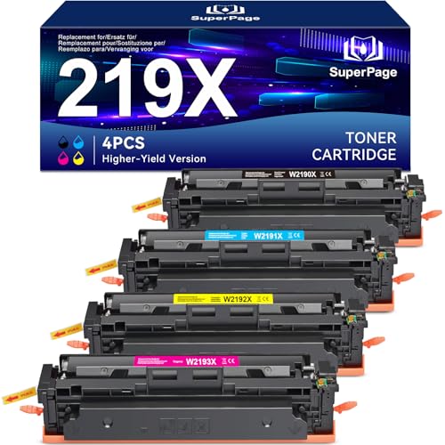 219X Toner Kompatibel für HP Color Laserjet Pro MFP 3302FDWG 3302SDWG 3302FDN 3302FDW 3302SDW 3202DW 3302FDNG 3202DN für HP 219X 219 W2190X Schwarz Cyan Magenta Gelb (4 Pack) von Superpage