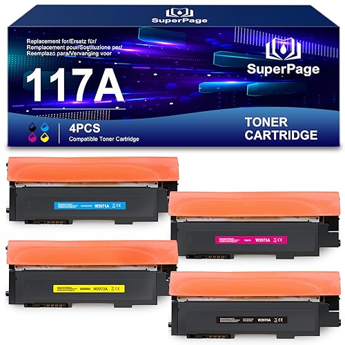 Superpage Ersatz für HP 117A Toner Set Kompatibel für Toner HP Color Laser MFP 179fwg 178nwg 179fnw 178nw 150nw 150a W2070A - W2073A (4er-Pack, Schwarz Cyan Magenta Gelb ) von Superpage