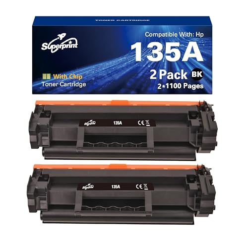 Superprint 135A Tonerkartusche (Mit Chip) Kompatibel für HP Laserjet M209 M209dw MFP M234 M234dw M234sdn M234sdw 135A W1350A W1350X Toner (Standard, 2 Schwarz) von Superprint