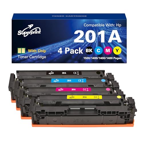 Superprint 201A Tonerkartusche Multipack (Mit-chip) Kompatibel für HP 201A CF400A CF401A CF402A CF403A Canon 045 Toner Color Laserjet M252 M252N M252DN M252DW M277n M277DW (Norm) von Superprint