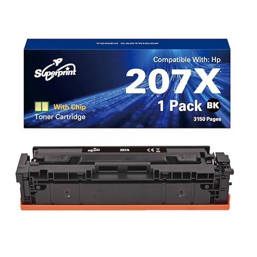 Superprint 207X Tonerkartusche mit großer Kapazität Kompatibel für HP W2210X 207X Toner für Color Laserjet Pro M255dw MFP M282nw M283cdw M283fdw (Schwarz) von Superprint