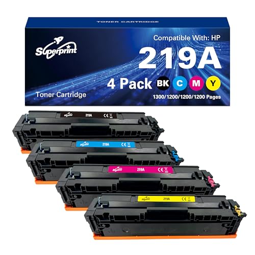 Superprint 219A Tonerkartusche (kein Chip) Multipack Kompatibel für HP W2190A W2191A W2193A W2192A 219A Toner Set für Laserjet Pro 3202 MFP 3302 Drucker (Standard) von Superprint