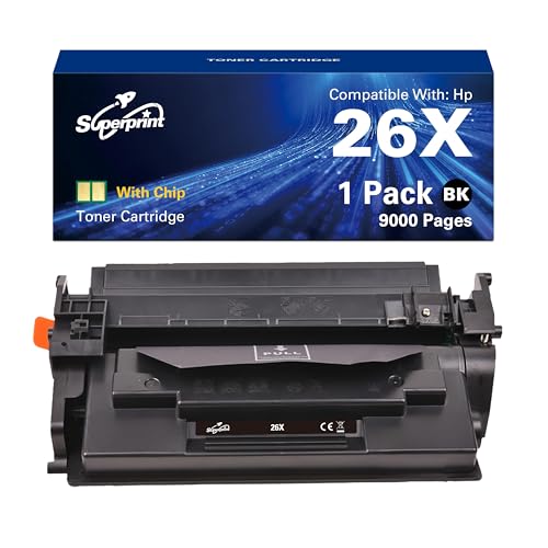 Superprint 26A Tonerkartusche (Mit-chip) für HP 26A CF226A Schwarz Toner Laserjet Pro M402n M402dn M402dw MFP M426fdw MFP M426fdn (Groß, 9000 Seiten) von Superprint