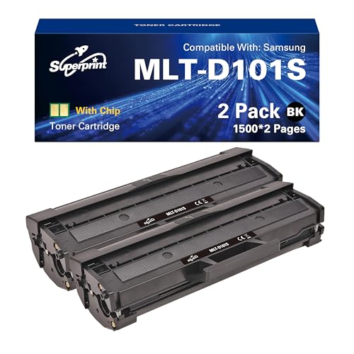 Superprint D101S Tonerkartusche Schwarz (mit-Chip) Kompatibel für Samsung MLT-D101S Toner ML-2160 SCX-3400 Serie und SF-760P (2er-Pack) von Superprint