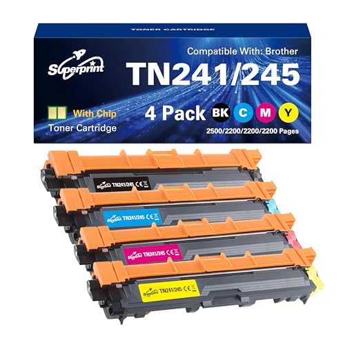 Superprint TN241 TN245 Tonerkartusche Kompatibel für Brother TN-241 TN-245 TN-221 TN-225 Toner für HL-3140CW HL-3150CDW HL-3170CDW MFC-9130CW MFC-9140CDN MFC-9330CDW MFC-9340CDW (4er-Pack) von Superprint