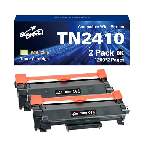 Superprint TN2410 Druckpatrone Schwarz (Mit-chip) Kompatibel für Brother HL-L2350DN HL-L2370DN DCP-L2510D DCP-L2530DW MFC-L2710DN MFC-L2750DW TN-2420 TN-2410 Toner (2er-Pack) von Superprint