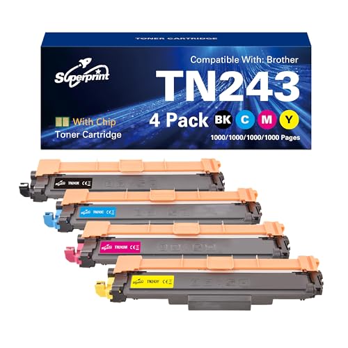 Superprint TN243 Toner (Mit-Chip) Kompatibel für Brother TN-243 TN-247 für MFC-L3710CW L3730CDN L3750CDW L3770CDW, HL-L3210CW L3230CDW L3270CDW, DCP-L3510CDW L3550CDW L3517CDW (4er-Pack) von Superprint