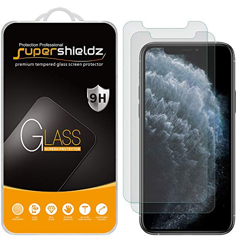 Supershieldz Displayschutzfolie, Entspiegelungsfolie für iPhone 11 Pro, iPhone XS und iPhone X (5,8 Zoll), gehärtetes Glas, Kratzfest, blasenfrei, 2 Stück von Supershieldz