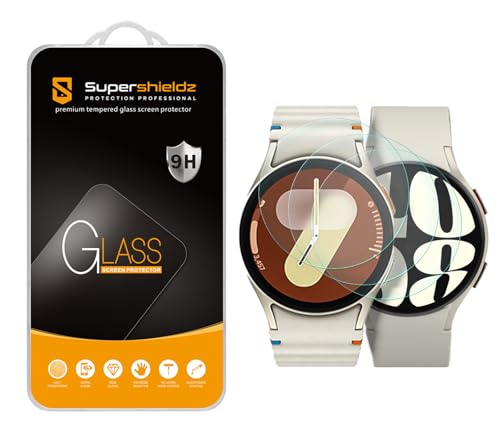 Supershieldz Displayschutzfolie aus gehärtetem Glas für Samsung Galaxy Watch 7, 6, 5, 4 (40 mm) / Watch FE (40 mm), kratzfest, blasenfrei, 3 Stück von Supershieldz