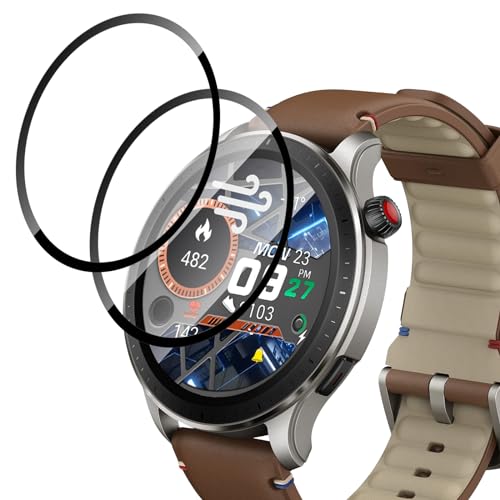 Supershieldz Panzer Schutz Glas Kompatibel mit Amazfit GTR 4, Panzer Schutzfolie für GTR 4, HD Displayschutz, Glasfolie Anti-Bläschen, 3D-Vollständige, Anti-Kratzen - 2 Stück von Supershieldz