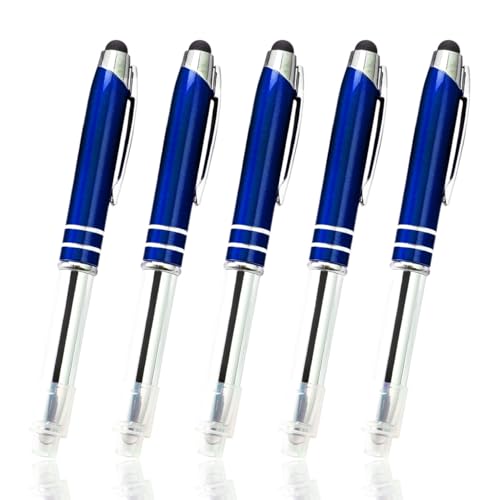 3 in 1 Stift Taschenlampe LED Kugelschreiber Multifunktionaler Stylus Pen mit Taschenlampe Licht & Beschreibbare Kugelschreiber Spitze für Touchscreen-Geräte/Papier (Schwarze Tinte, Blau) von Supertool