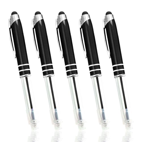 3 in 1 Stift Taschenlampe LED Kugelschreiber Multifunktionaler Stylus Pen mit Taschenlampe Licht & Beschreibbare Kugelschreiber Spitze für Touchscreen-Geräte/Papier (Schwarze Tinte, Schwarz) von Supertool