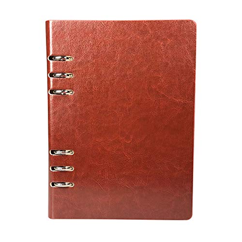 A5 nachfüllbares Notizbuch, PU-Leder, Loseblätter, Notizblock, klassisch, liniert, mit Tasche, für Geschäftstreffen, Reisetagebuch, Hellbraun A5 nachfüllbares Notizbuch, PU-Leder, Loseblätter, Notizblock, klassisch, liniert, mit Tasche, für Geschäftstreffen, Reisetagebuch, Hellbraun von Supertool