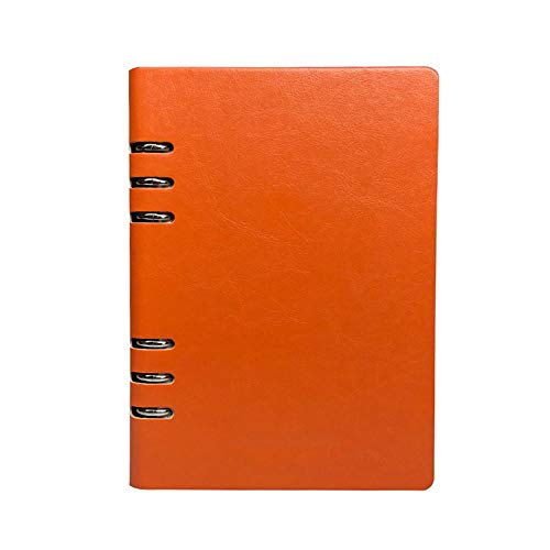 A5 nachfüllbares Notizbuch, PU-Leder, Loseblätter, Notizblock, klassisch, liniert, mit Tasche, für Geschäftstreffen, Reisetagebuch (Orange) von Supertool