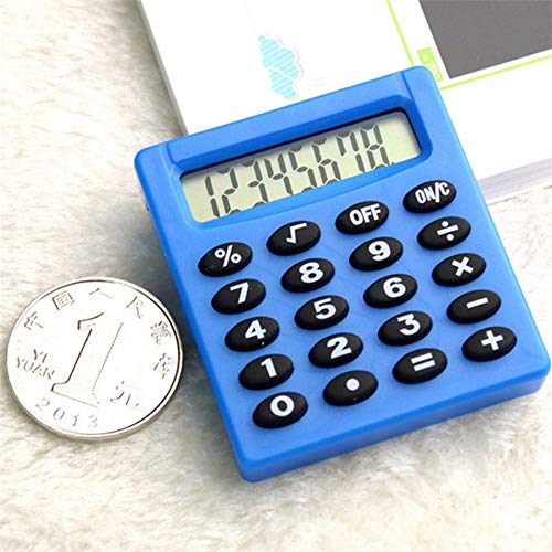 SUPERTOOL Mini-Taschenrechner für Schüler, blau, elektrisch, tragbar, für Grundschule, Zuhause, Büro, 50 mm x 45 mm x 8 mm von Supertool