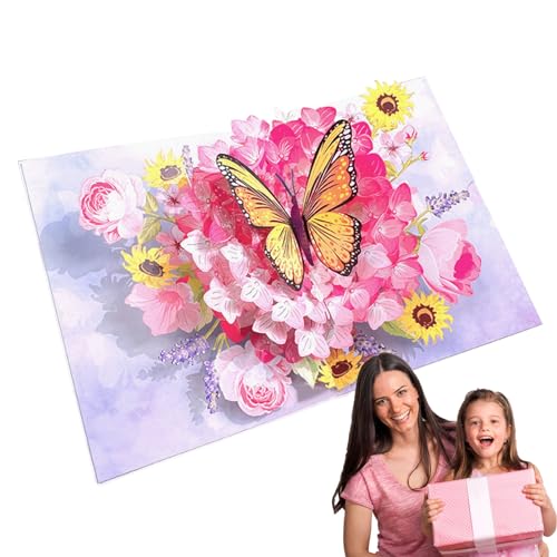 3D-Grußkarte mit Schmetterling und Blume | Schmetterlings-Geburtstags-Pop-Up-Karte, 3D-Geburtstagskarte, Muttertags-Pop-Up-Karte, handgefertigte Blumen-Grußkarten für jeden Anlass,faltbare Feierkarten von Suphyee