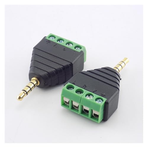 2 Stück 3,5 mm 3-poliger 4-poliger Steckeranschluss 3-poliger 4-poliger Audio-AUX-Kopfhörer-Adapter auf Kopfhörerbuchse Stereo-Stecker lötfrei for Selbermachen(4 Pole) von Supkancl