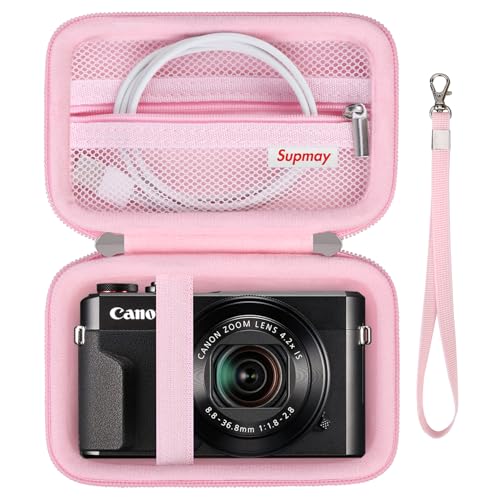 Supmay Harte Reisehülle für Canon Powershot G7 X Mark II/G7 X Mark III Digitalkamera, schützende Aufbewahrungstasche mit Reißverschluss Mesh Tasche für Akku, Ladekabel und anderes Zubehör, Rosa Supmay Harte Reisehülle für Canon Powershot G7 X Mark II/G7 X Mark III Digitalkamera, schützende Aufbewahrungstasche mit Reißverschluss Mesh Tasche für Akku, Ladekabel und anderes Zubehör, Rosa von Supmay